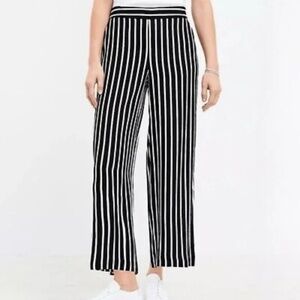 Loft Wide Leg Striped Cropped Pants